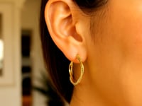 14k Yellow Gold Two Part Textured Twisted Round Hoop Earrings