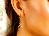 14k Two Tone Gold Double Helix Polished Dangling Earrings
