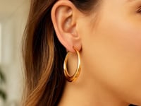 Oval Electroform Hoop Earrings in 14K Yellow Gold
