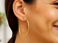 14k Yellow Gold Polished Hoop Earrings(1.5x50mm)