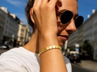 14k Yellow Gold High Polish Square Link Bracelet (6.00 mm)