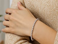 14K White Gold Disco Diamond Cut Bead Bracelet (4.00 mm)