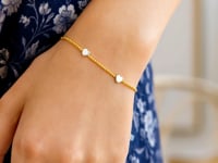 14K Yellow and Heart Bead Bracelet