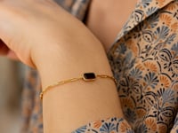 14K Yellow Gold Garnet Paperclip Bracelet (1.50 mm)