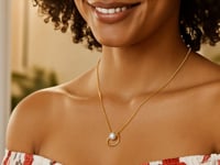Open Heart and Pearl Necklace in 14K Yellow Gold
