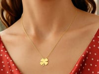 14K Yellow Gold Four Leaf Clover Necklace