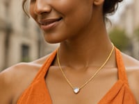 14K White Topaz Heart Necklace (1.50 mm)