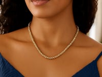 Two Tone Pallina Bead Necklace in 14K Gold