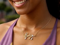 14k Two-Toned Yellow and Musical Notes Necklace