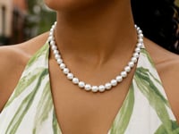 Pearl Necklace with Ball Clasp in 14K Yellow Gold - 4518