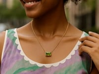14K Yellow Gold Emerald Cut Peridot Necklace