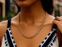 14K Yellow Gold Charm Lock Rolo Chain Necklace (5.10 mm)