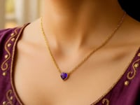 14K Yellow Gold Amethyst Heart Necklace (1.50 mm)