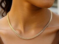 14K Yellow Gold Petite Faceted Cuban Link Chain Necklace (4.50 mm)