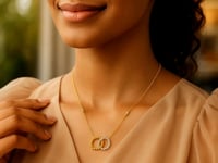 14K Two Tone Gold Interlocking Circle Necklace