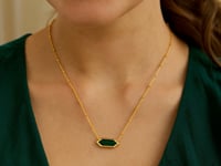 14K Yellow Gold Hexagon Malachite Pendant Necklace