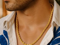 14K Yellow Gold Hollow Diamond Cut Rope Chain