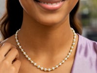 Pearl and Gold Alternating Bead Necklace in 14K Yellow Gold