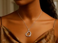 14k Floating Heart Drop Pendant