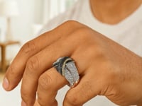 18k Yellow Gold & Sterling Silver Entwined Popcorn Ring with Black Diamonds