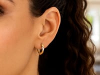 14K Two Tone Gold Twist Hoop Earrings