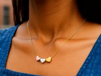 14K Tri Color Gold Triple Heart Necklace