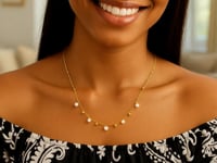 14K Yellow Gold Pearl and Scattered Bead Necklace