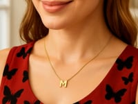14K Yellow Gold Yours Truly Block Letter Initial M Necklace