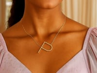 14K Yellow Gold Yours Truly Large Initial P Necklace