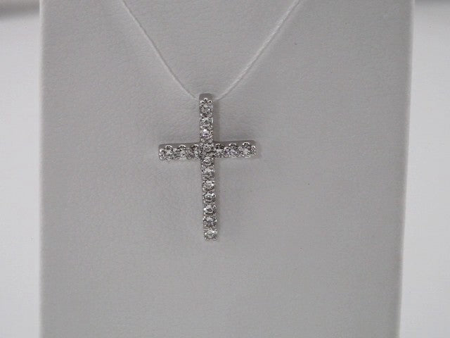 Natural Diamond Petite Cross Necklace or Pendant