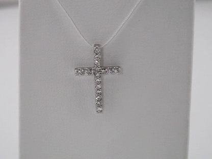 Natural Diamond Petite Cross Necklace or Pendant