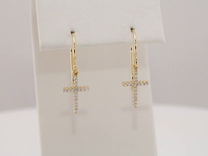 Natural Diamond Petite Cross Earrings